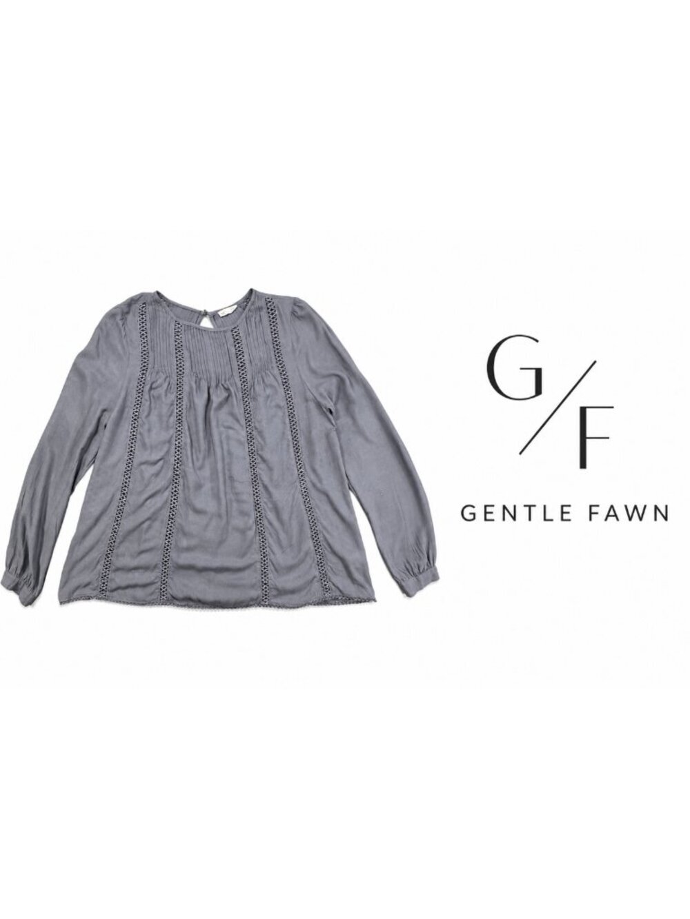 Gentle Fawn Blue Long Sleeve Pintuck Blouse ~ Small